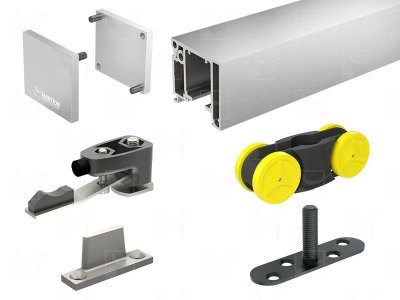 Kit for 80 kg doors - standard 103 cm door - natural anodised finish