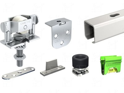 Set for doors up to 40 Kg - Aluminium track L: 1.85 m