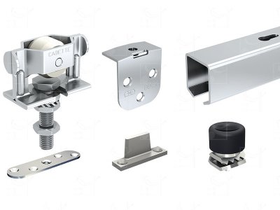 Set for doors up to 40 Kg - Steel track L: 1.85 m