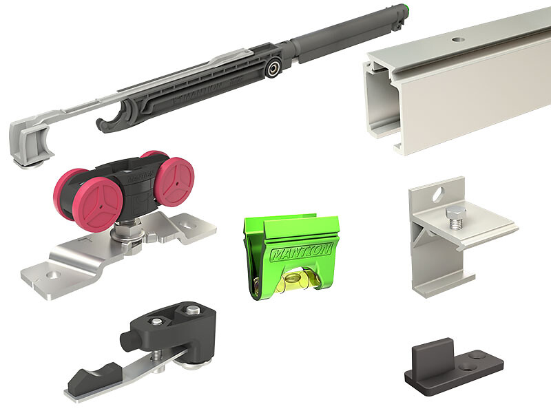 Serie SAF-EVOLUTION Schiebetürsystem, Bausatz mit Aluminiumschiene  L = 195 cm, 1 Tür bis 20 kg,  geeignet für Innenbereich
