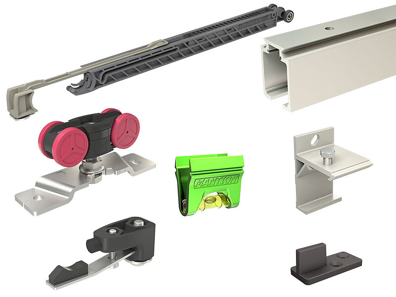 Serie SAF-EVOLUTION Schiebetürsystem, Bausatz mit Aluminiumschiene L = 300 cm, 1 Tür bis 80 kg,  geeignet für Innenbereich