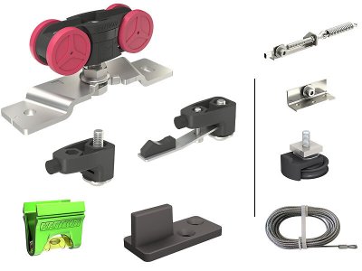 Serie SAF-EVOLUTION Schiebetürsystem, Satz Synchronisationsteile, 2 Türen bis 80 kg,  geeignet für Innenbereich