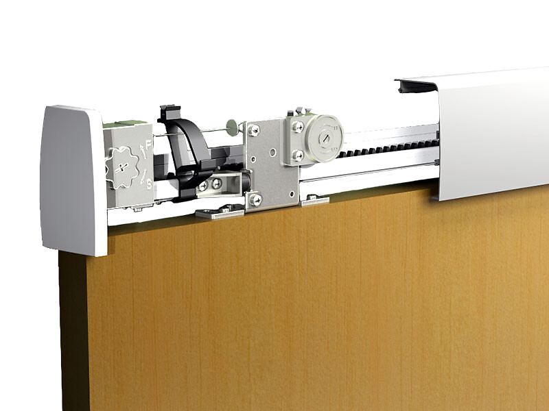 Serie SOFTCLOSE selbstschließendes Schiebetürsystem, Aluminiumschiene, 1 Tür bis 80 kg,  geeignet für Innenbereich