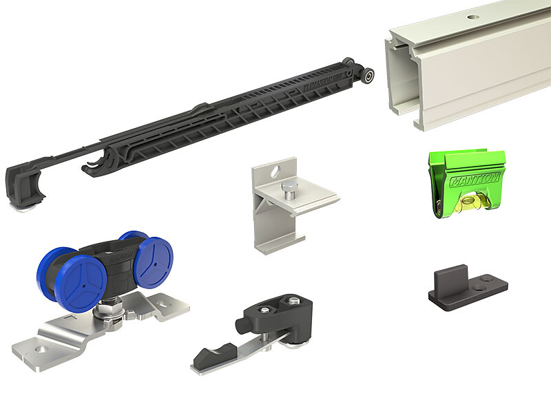 Serie SAF-EVOLUTION Schiebetürsystem, Bausatz mit Aluminiumschiene L = 300 cm, 1 Tür bis 120 kg,  geeignet für Innenbereich