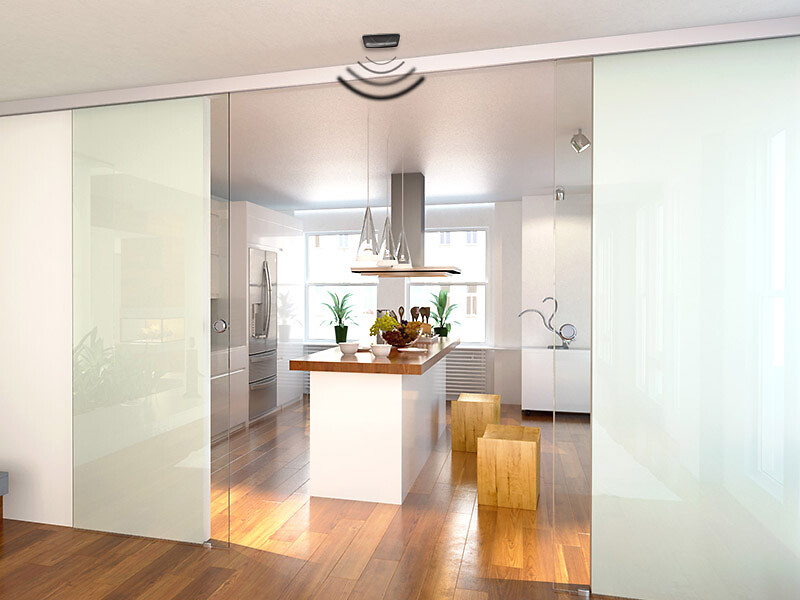 WIDOOR GLASS – Système coulissant droit motorisé pour portes en verre