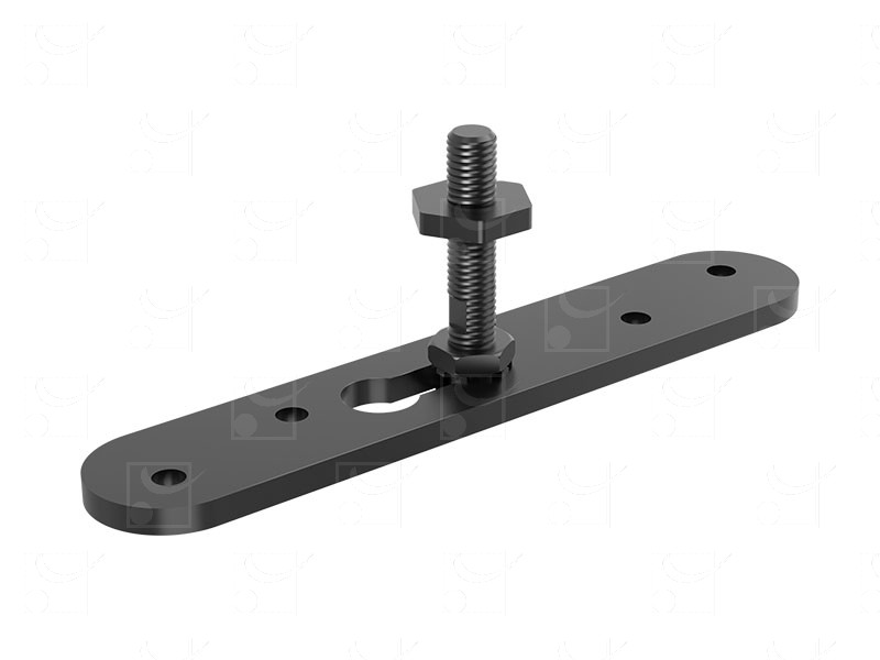 Befestigungsplatte zum Anschrauben an die Türkante.