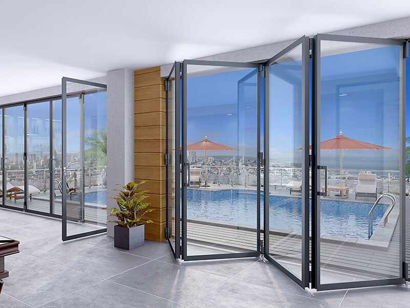 OPENTEC® FMF150 - Système pliant/coulissant pour baie vitrée avec menuiserie acier