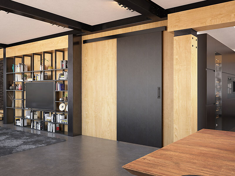 SAF®-BLACK - Système coulissant droit pour portes en bois